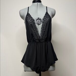 Bluebella Black Lace Plunge Romper NWT Sheer Lace Bodysuit Lingerie Size S